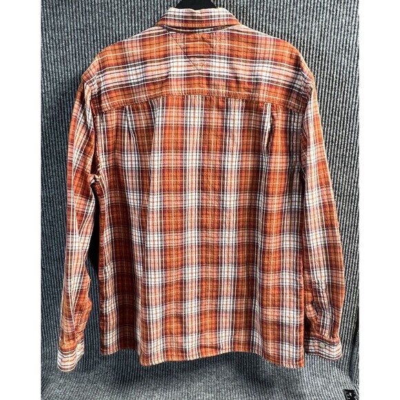 VTG TOMMY Jeans HILFIGER Shirt Mens Medium Orange Plaid Quilted Lined LS Button - Picture 4 of 16